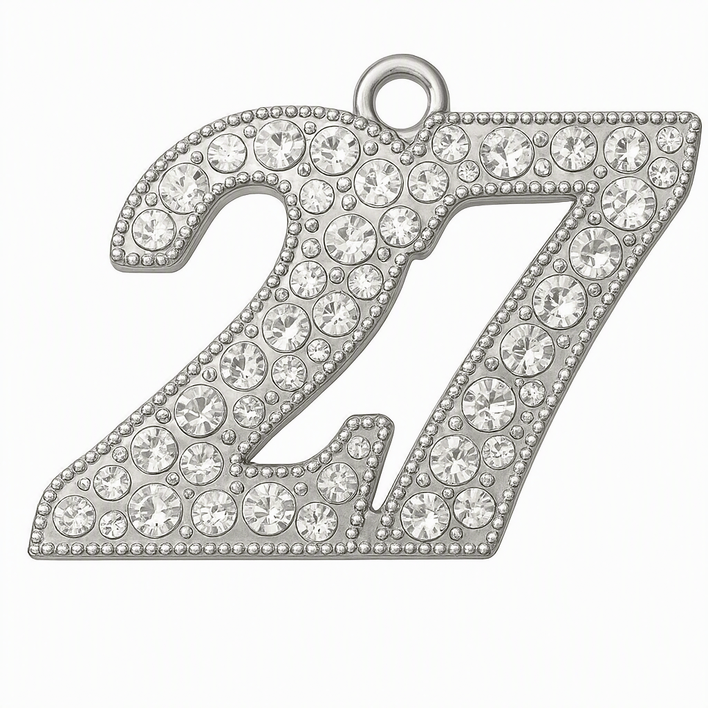 2027 silver bling tassel charm